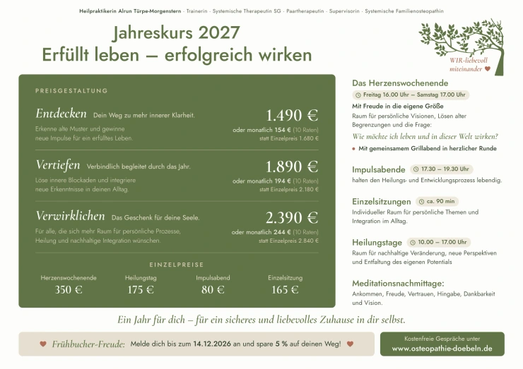 Jahreskurs 2027 – Seite 2: Preise und Informationen